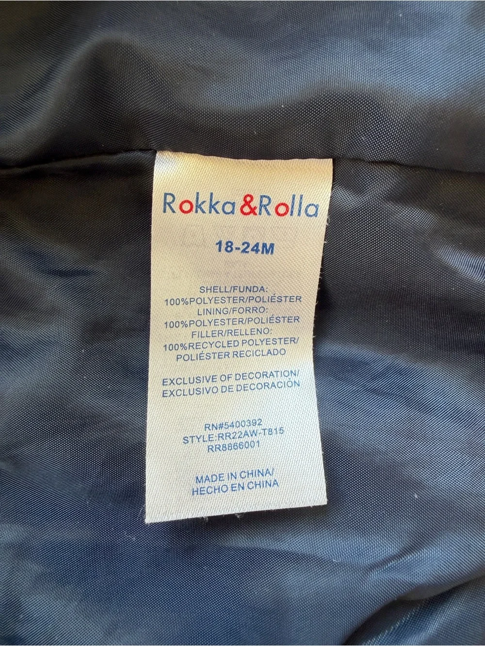 Rokka & Rolla Navy Star-Print Puffer Jacket - 18-24 Months